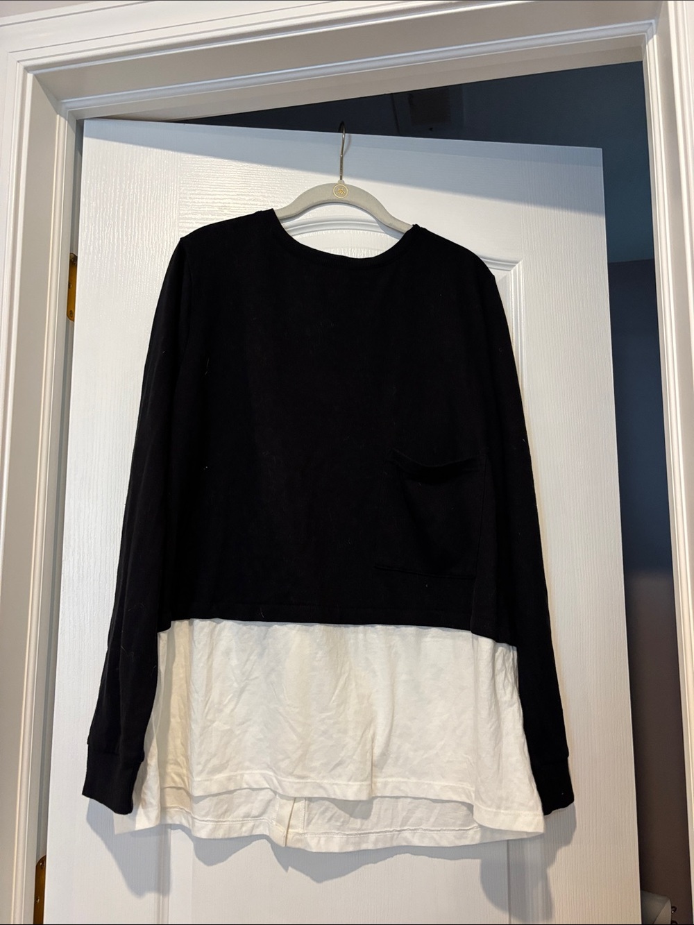 Forever 21 Black and White Layered Long Sleeve Top